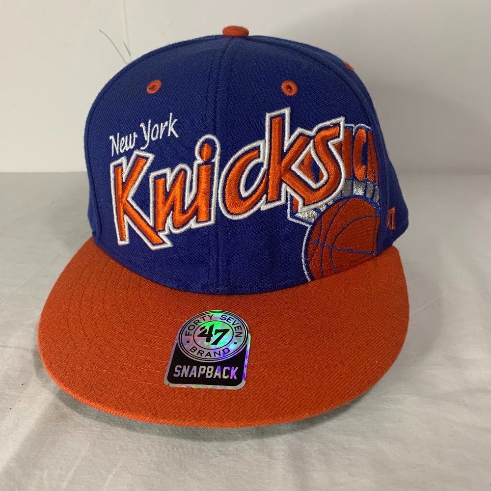 New York Knicks ‘47 Brand Hard Wood Classics Blue and Orange SnapBack Hat